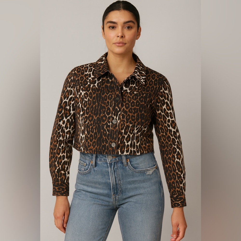 Leopard Print cropped Women's Jacket